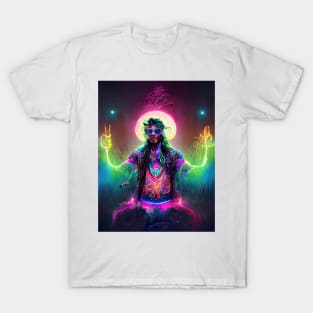 Meditating Enlightened Hippy, Lightworker T-Shirt